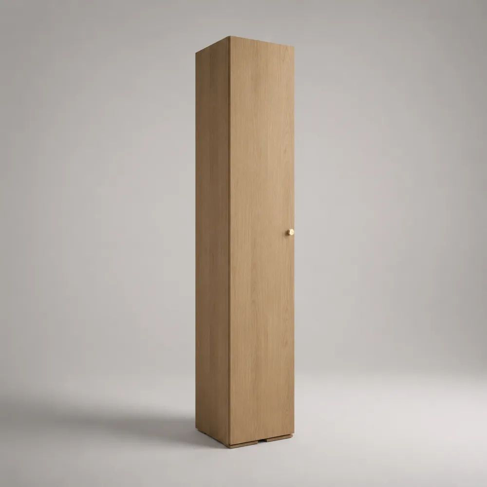 Armoire colonne rectangulaire en panneaux de particules, 1 porte, décor chêne naturel, 40 × 40 × 200 cm