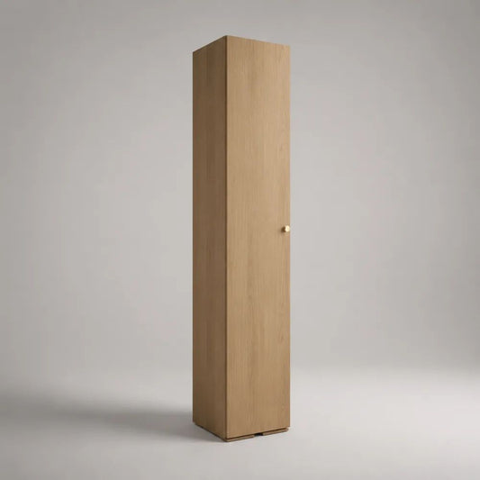 Armoire colonne rectangulaire en panneaux de particules, 1 porte, décor chêne naturel, 40 × 40 × 200 cm