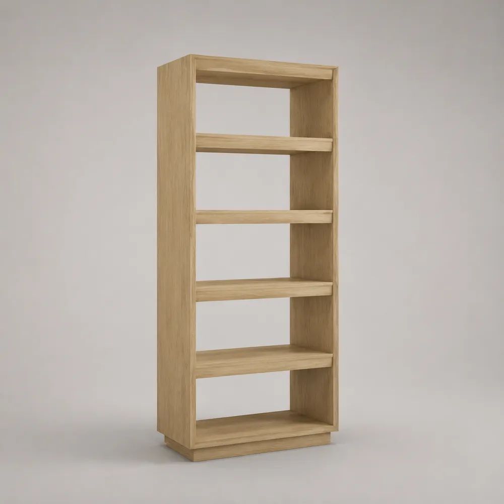 Bibliothèque ouverte en bois à 5 niveaux, chêne clair, 180 x 70 x 30 cm